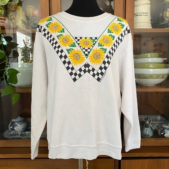 Vintage 90’s Sunflower & Gingham Plaid Sweatshirt from Vicki Melhart - Picture 1 of 7
